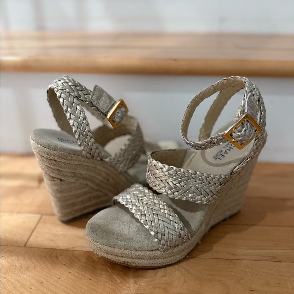 Michael Kors Braided Wedge Espadrilles - champagne Gold